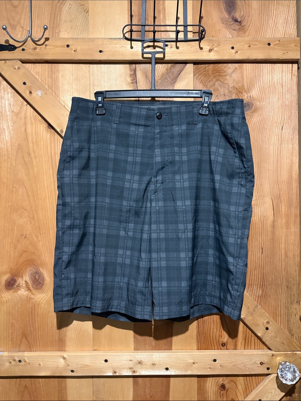 Hogan Men's Charcoal Plaid Flat-Front Shorts